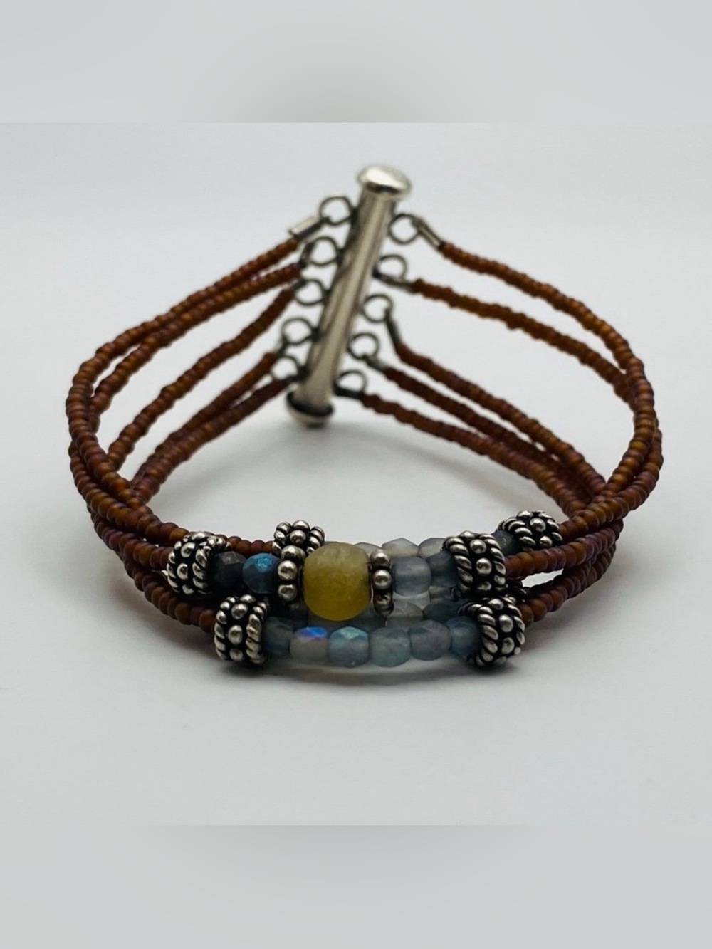 Multi-Strand Sterling Silver Beaded Bracelet